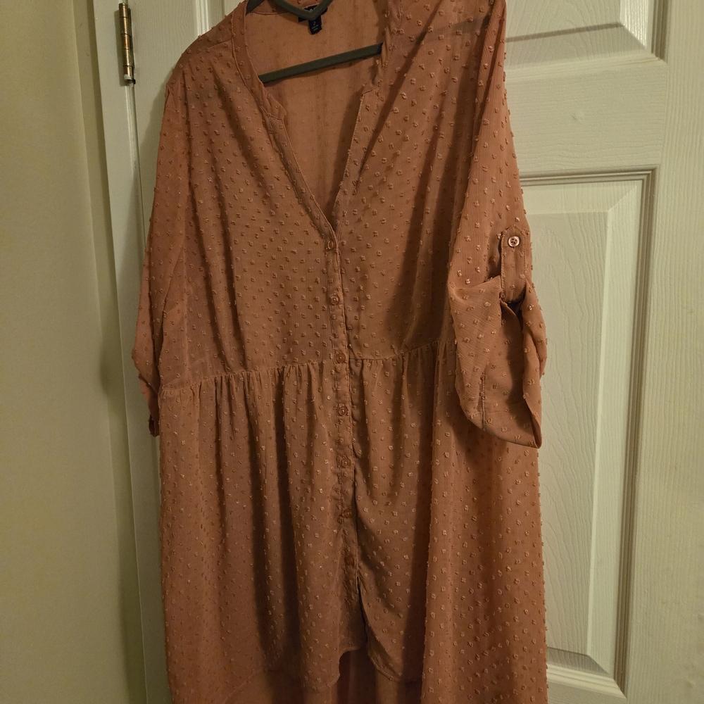 Textured Button-Up Hi-low Tunic Dress